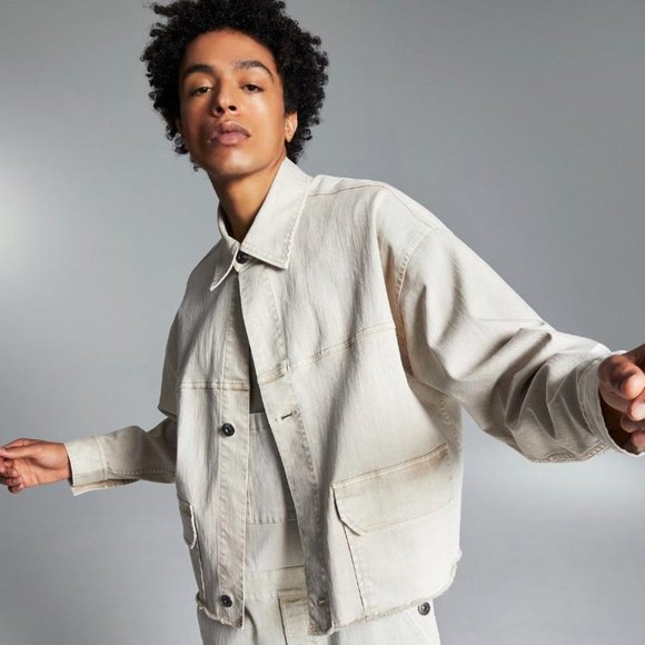 Allen Onyia Oversized-Fit Cropped Garment-Dye Jack - Picture 2 of 6